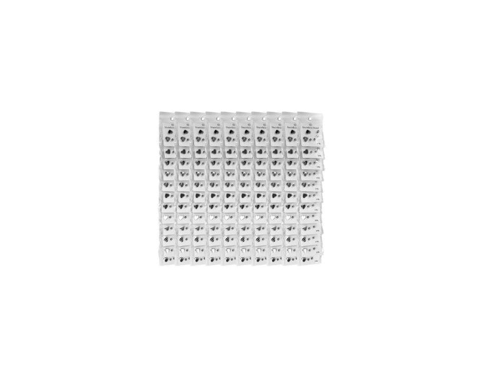 SILVER STAINLESS STEEL EARRINGS LITTLE HEART ZIRCONIA STONE-Set of 120