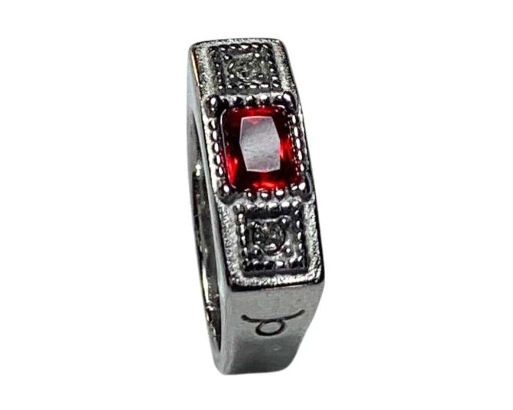 SILVER STAINLESS STEEL RING SQUARE COLORED SIGN TAURUS – Set of 12