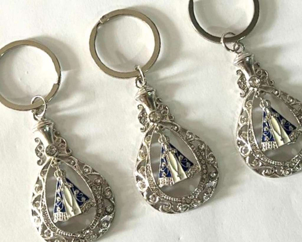 SILVER KEYCHAIN BOTTLE O. LADY APPARITIONS – Set of 12