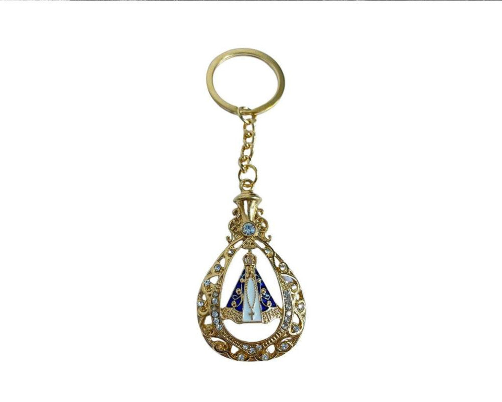 GOLDEN KEYCHAIN OUR LADY OF APARECIDA BOTTLE- Set of 12