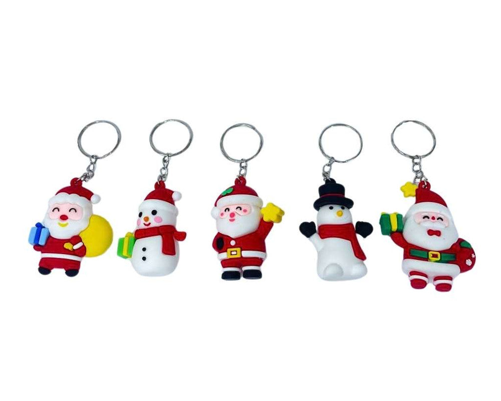 RUBBER KEYCHAIN CHRISTMAS AND SNOWMAN- Set of 12