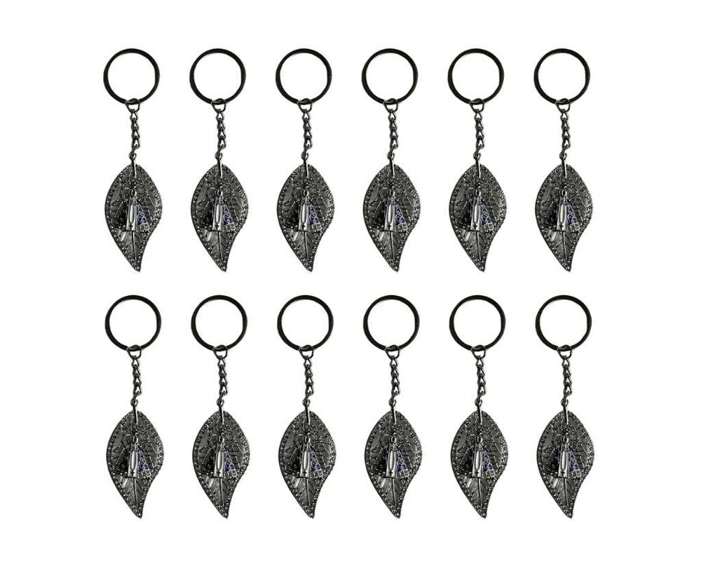SILVER KEYCHAIN LEAF O.LADY APPARITIONS – Set of 12