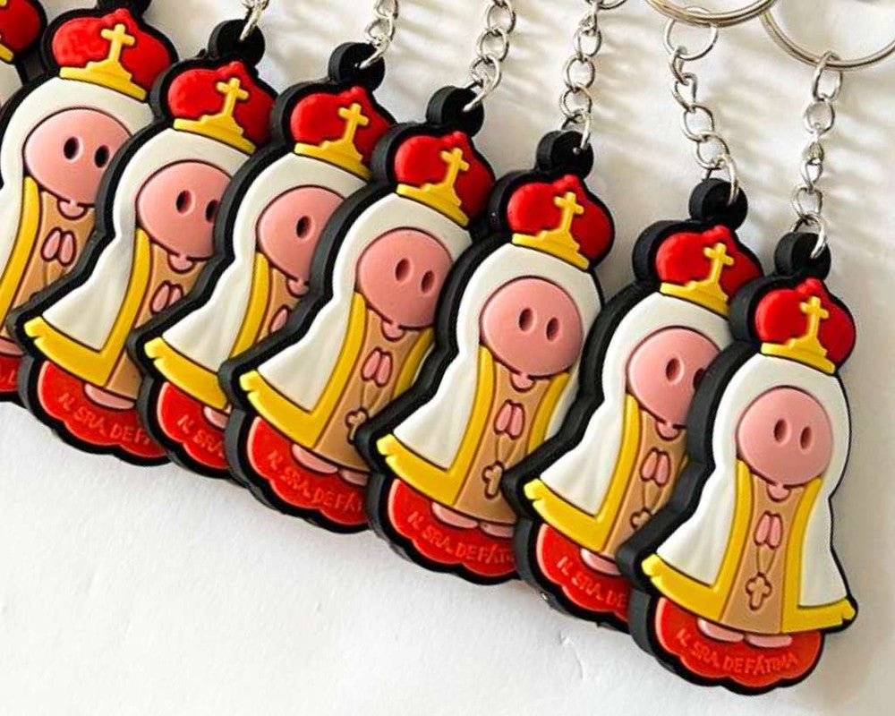 RUBBER COLORED OUR LADY FATIMA KEYCHAIN