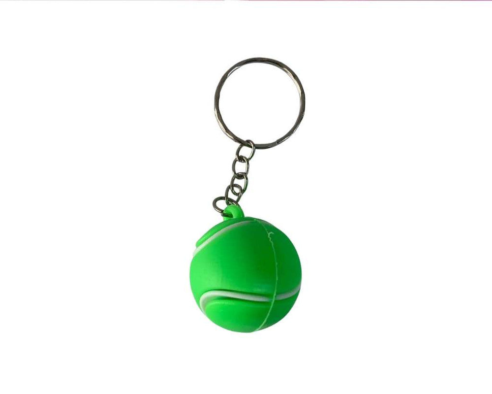 RUBBER GREEN TENNIS BALL KEYCHAIN – Set of 12