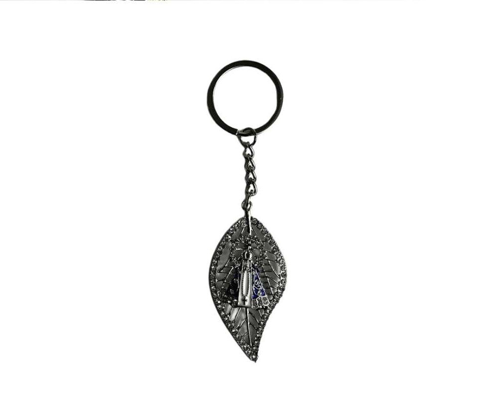 SILVER KEYCHAIN LEAF O.LADY APPARITIONS – Set of 12