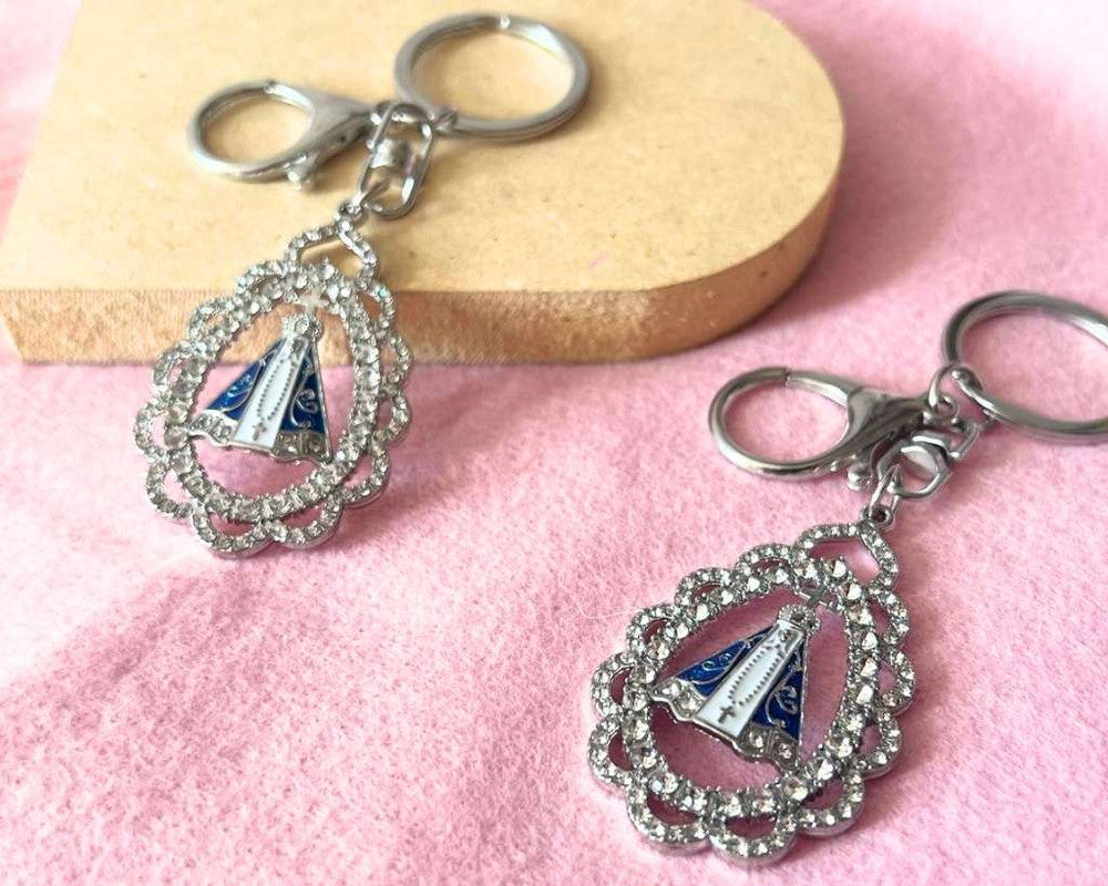 SILVER STAINLESS STEEL LEAF O. LADY APPARITIONS WITH RHINESTONES – Set of 12
