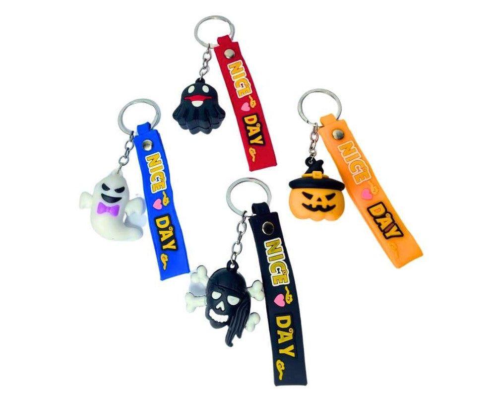 RUBBER WITH HALLOWEEN STRAP KEYCHAIN- Set of 12