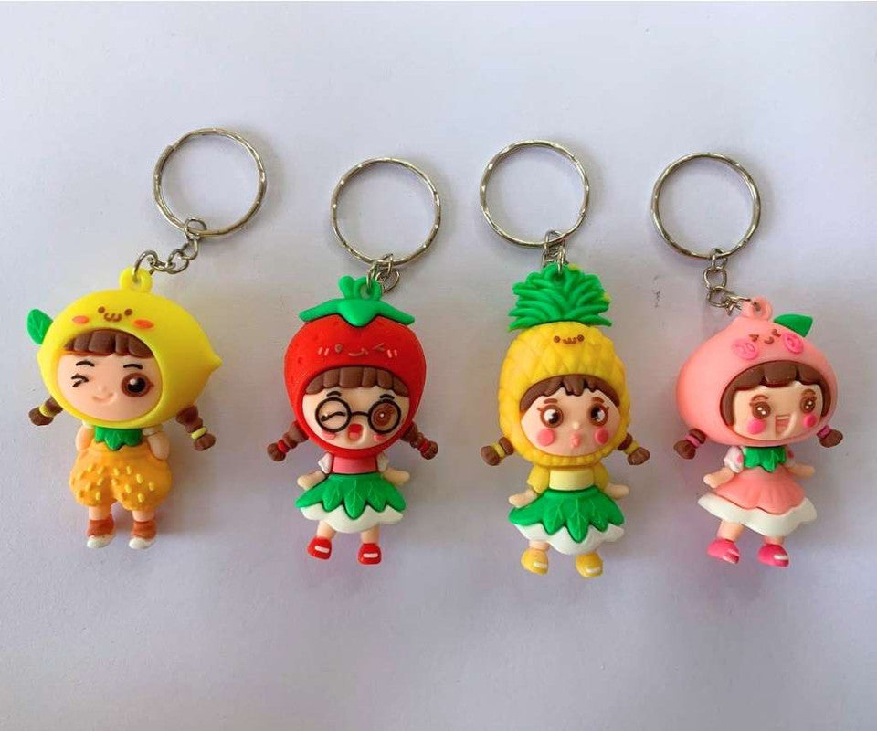 RUBBER KEYCHAIN GIRL FANTASY FRUITS - Set of 12