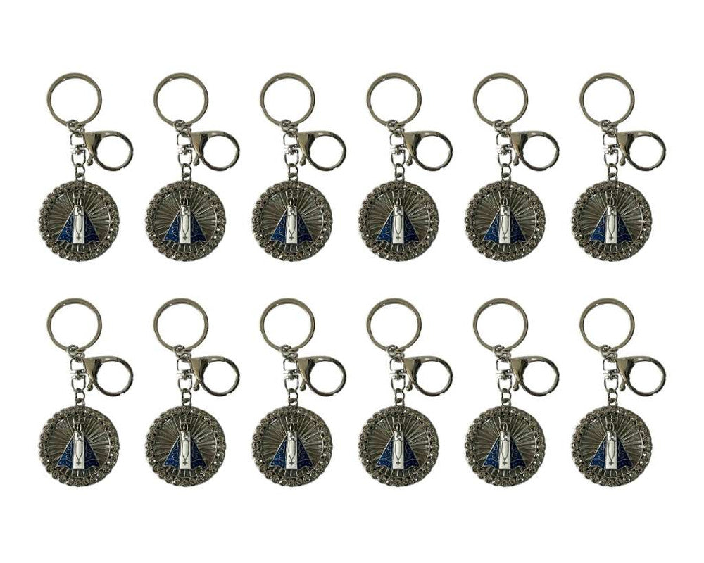SILVER STAINLESS STEEL CIRCLE O. LADY APPARITIONS WITH RHINESTONES- Set of 12
