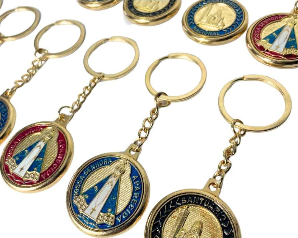 KEYCHAIN OUR LADY OF APPARITIONS GOLDEN, BLACK, RED OR GREEN – Set of 12