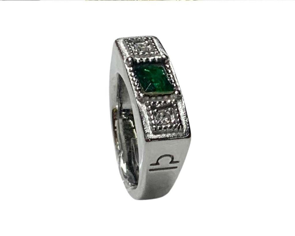 SILVER STAINLESS STEEL RING SQUARE COLORED SIGN LIBRA – Set of 12
