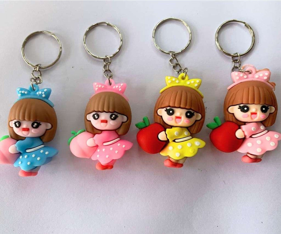 RUBBER GIRL WITH FRUITS KEYCHAIN –Set of 12
