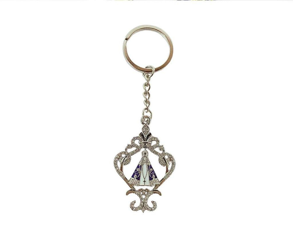SILVER KEYCHAIN CROWN O. LADY APPARITIONS – Set of 12