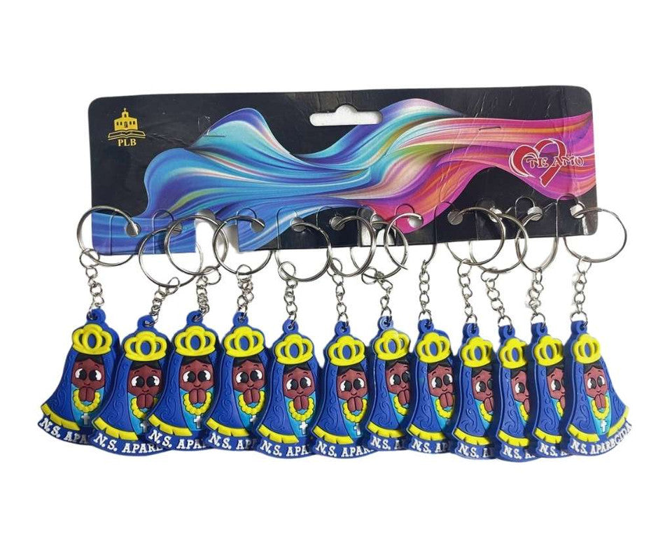 BLUE KEYCHAIN OUR LADY APPARITION WITH CROWN – Set of 12