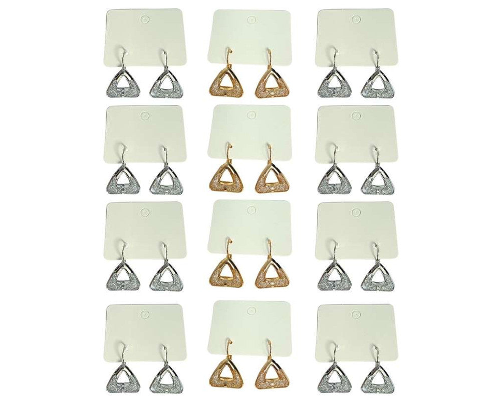 TRIANGLE EARRING WITH SHINY NET – Set of 12