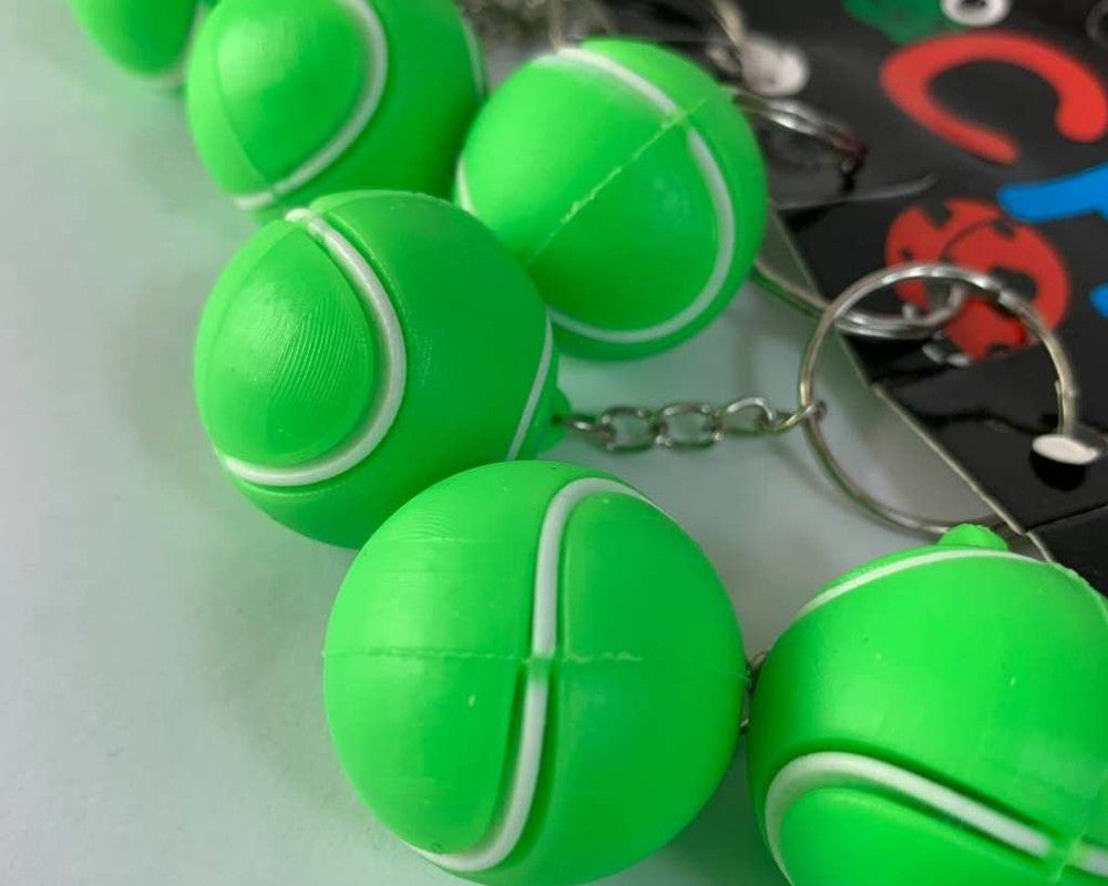 RUBBER GREEN TENNIS BALL KEYCHAIN – Set of 12
