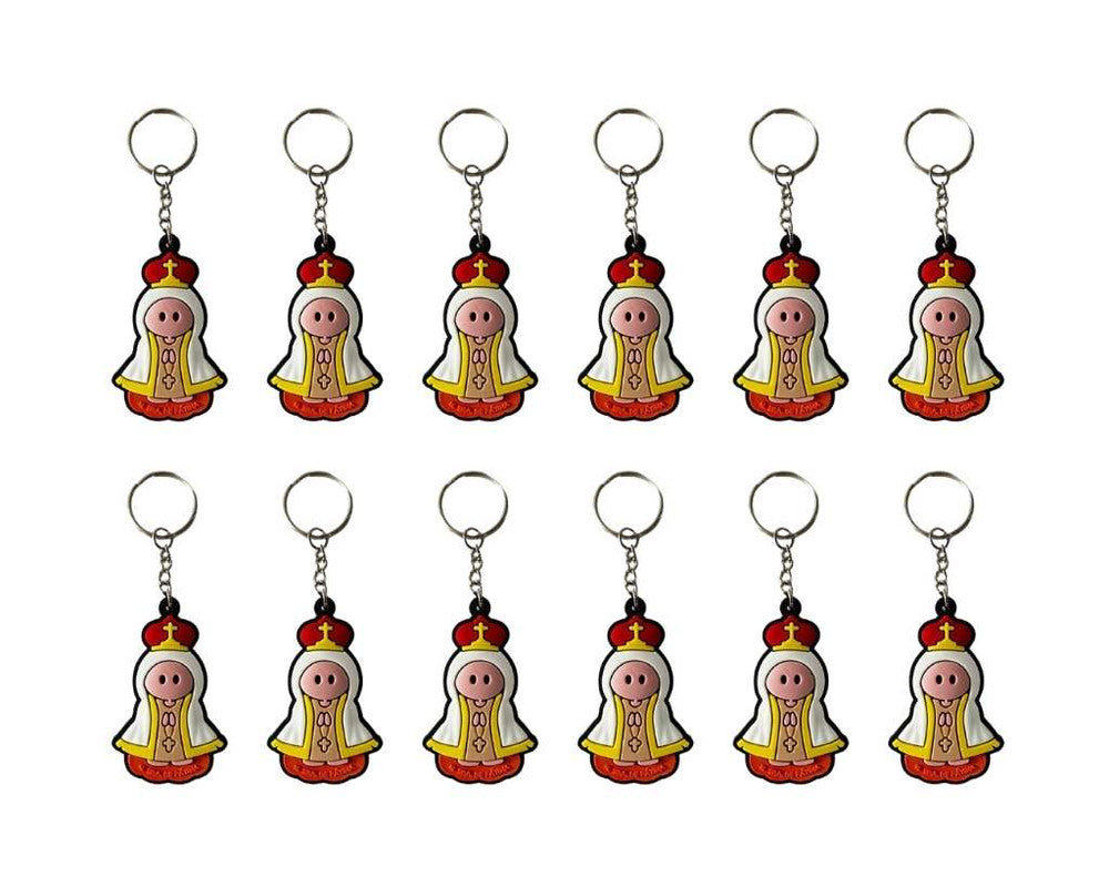 RUBBER COLORED OUR LADY FATIMA KEYCHAIN