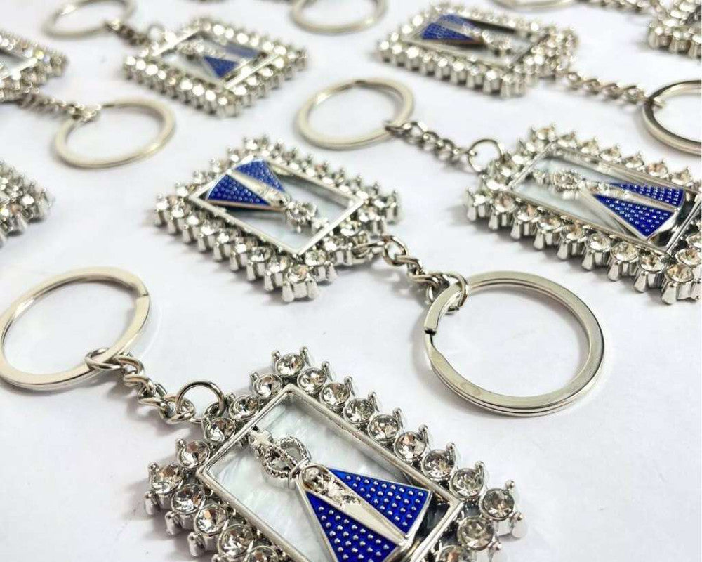 SIVER KEYCHAIN RECTANGULE O. LADY APPARITIONS –Set of 12