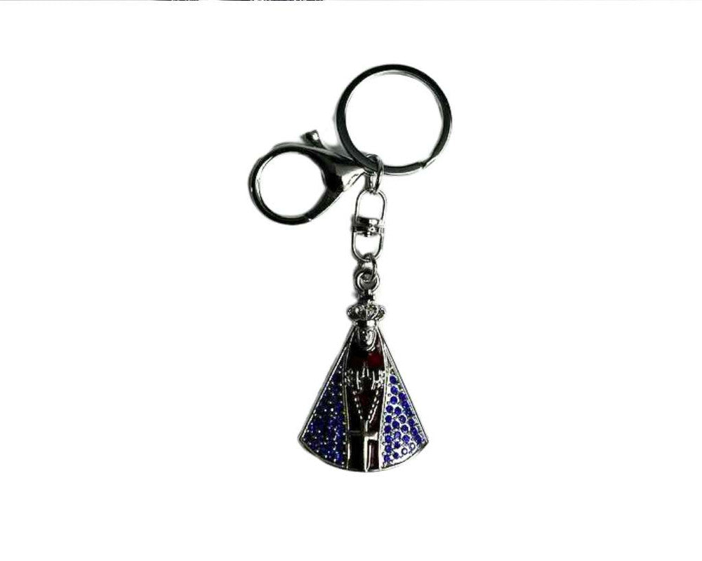 SILVER STAINLESS STEEL KEYCHAIN O.LADY APPARITIONS BROWN – Set of 12