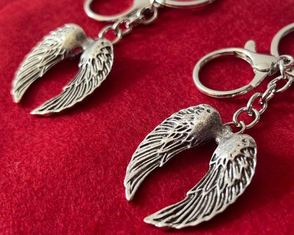 SILVER STAINLESS STEEL KEYCHAIN WINGS – Set of 12