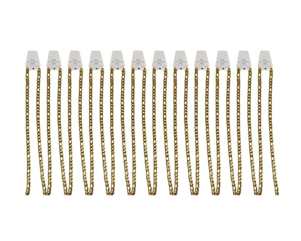 GOLDEN STAINLESS STEEL CHAIN FÍGARO 2.0 MM / 60 CM – Set of  12