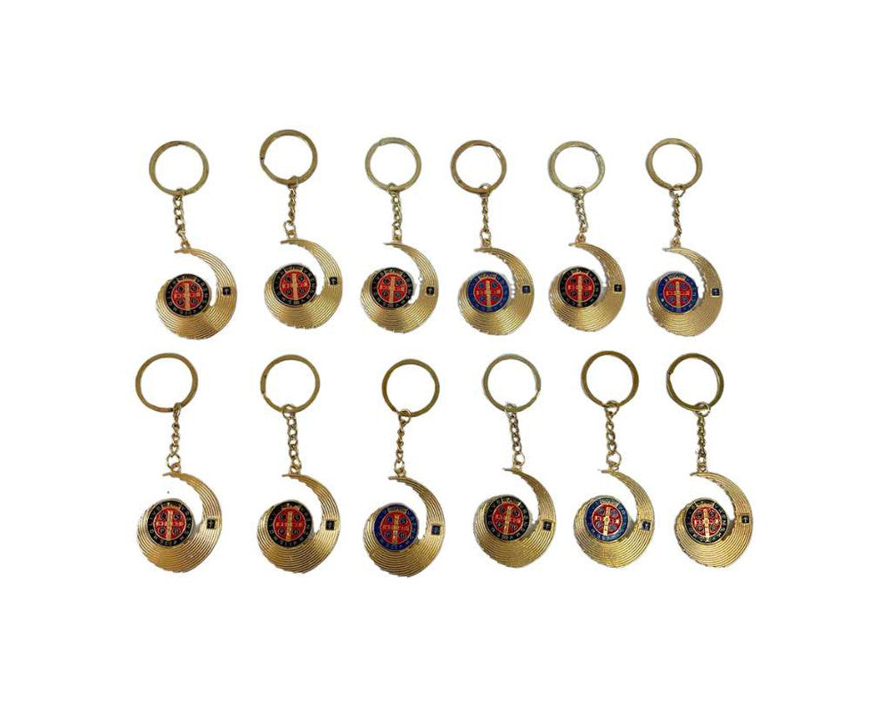 GOLDEN KEYCHAIN MOON SAINT BENEDICT - Set of 12