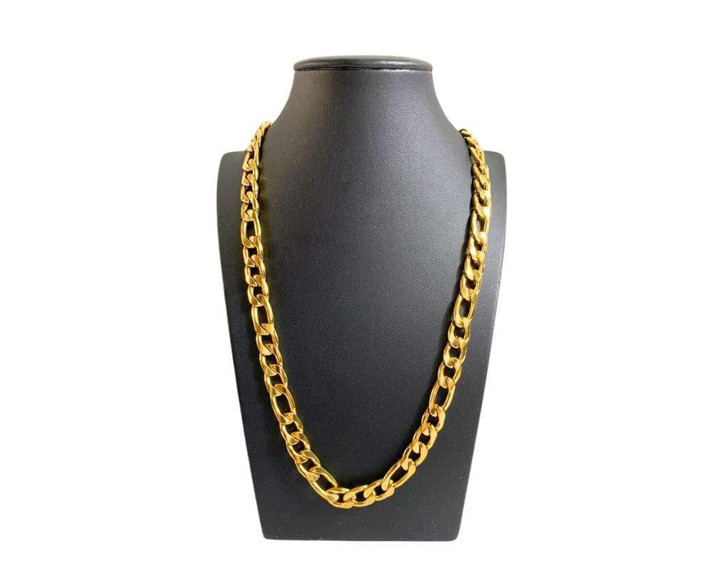 GOLDEN STAINLESS STEEL CHAIN  FÍGARO 2.5 MM / 70 CM – Set of  12