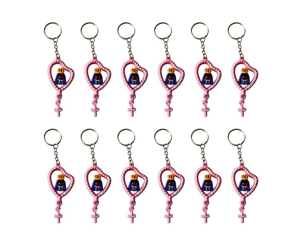 PINK RUBBER OUR LADY APPARITION KEYCHAIN  – Set of 12