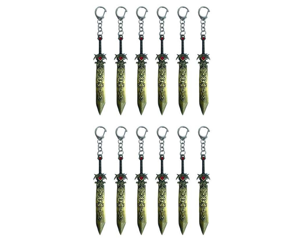 KEYCHAIN SWORD WITH STRAIGHT RED DIAMOND -Set of 12