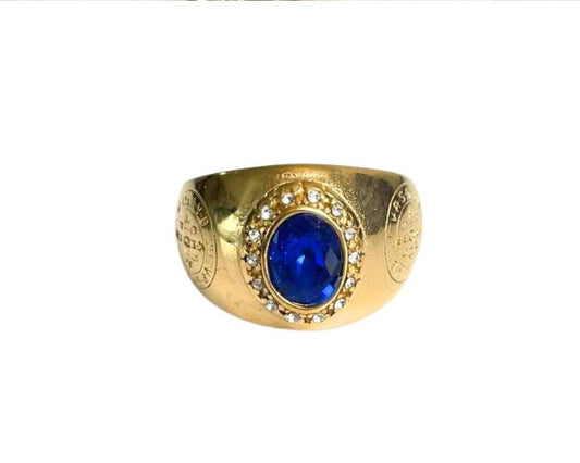 GOLDEN STAINLESS STEEL RING WITH SAINT BENTO STONES – Set of  12