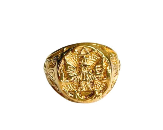 GOLDEN STAINLESS STEEL BIRD CROSS RING – Set of 12