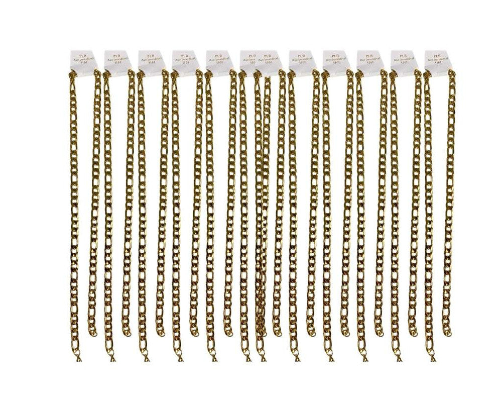 GOLDEN STAINLESS STEEL CHAIN  FÍGARO 2.5 MM / 70 CM – Set of  12