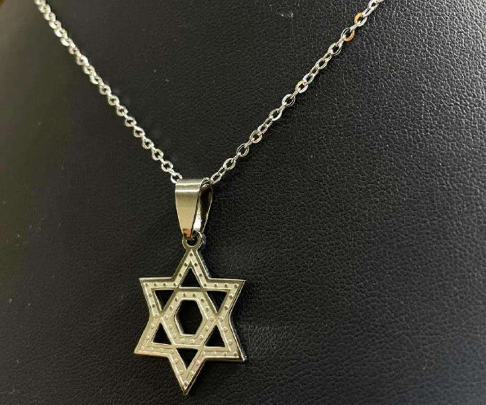 SILVER NECKLACE STAR OF DAVID  – Set of 12